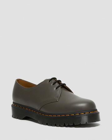 Men's Dr Martens 1461 Bex Smooth Leather Oxfords Shoes Khaki / Grey | AU 585MQZ